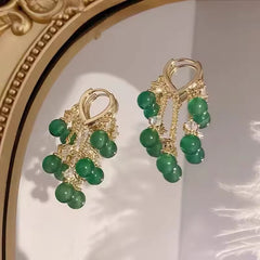 Brinco Cascata com Pérolas Verdes <strong>(COMPRE 1 PAR LEVE 2)</strong>