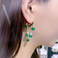Brinco Cascata com Pérolas Verdes <strong>(COMPRE 1 PAR LEVE 2)</strong>